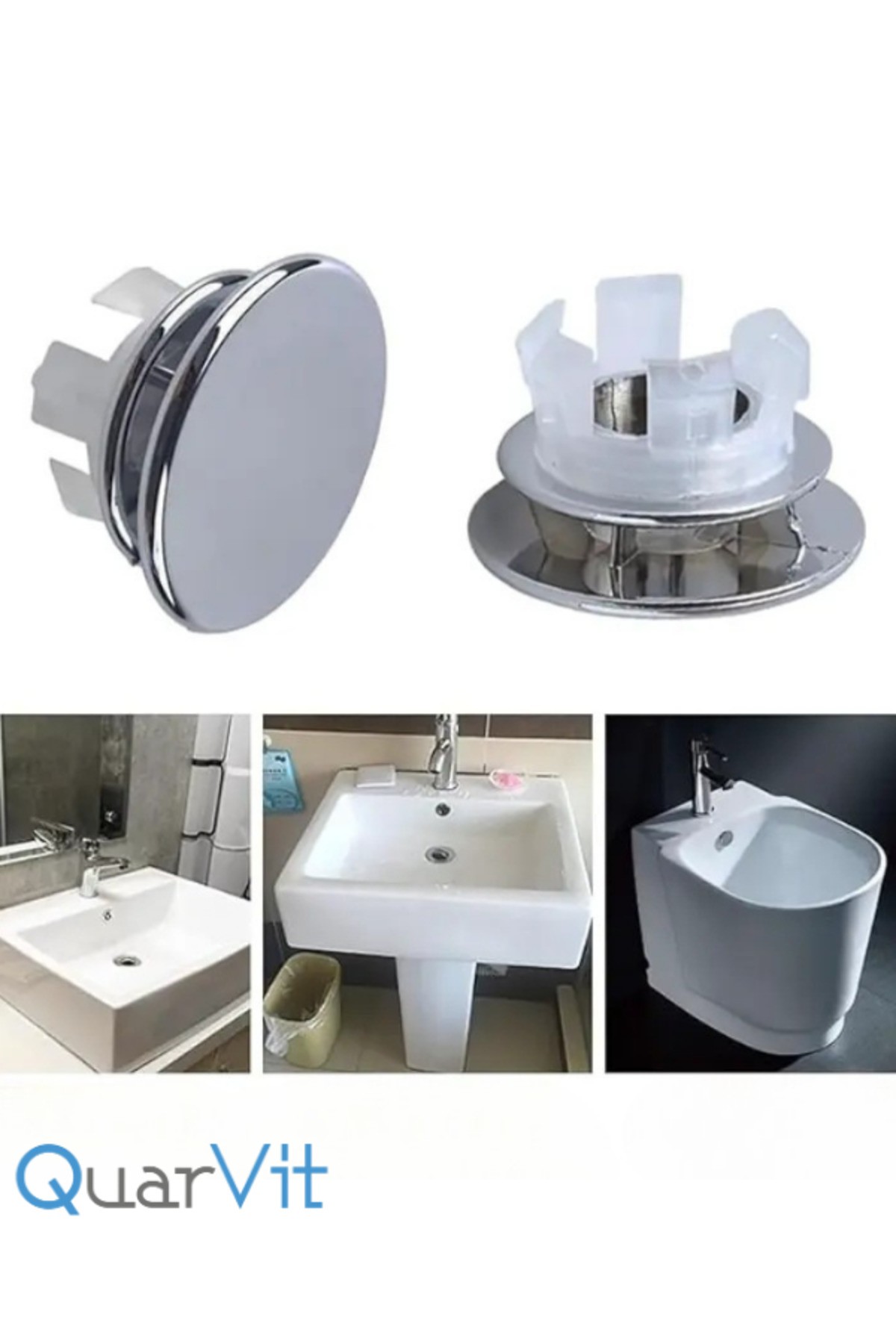 ABS Plastik Yuvarlak Krom Kapalı Lavabo Yüzüğü (Kapağı) Halkası
