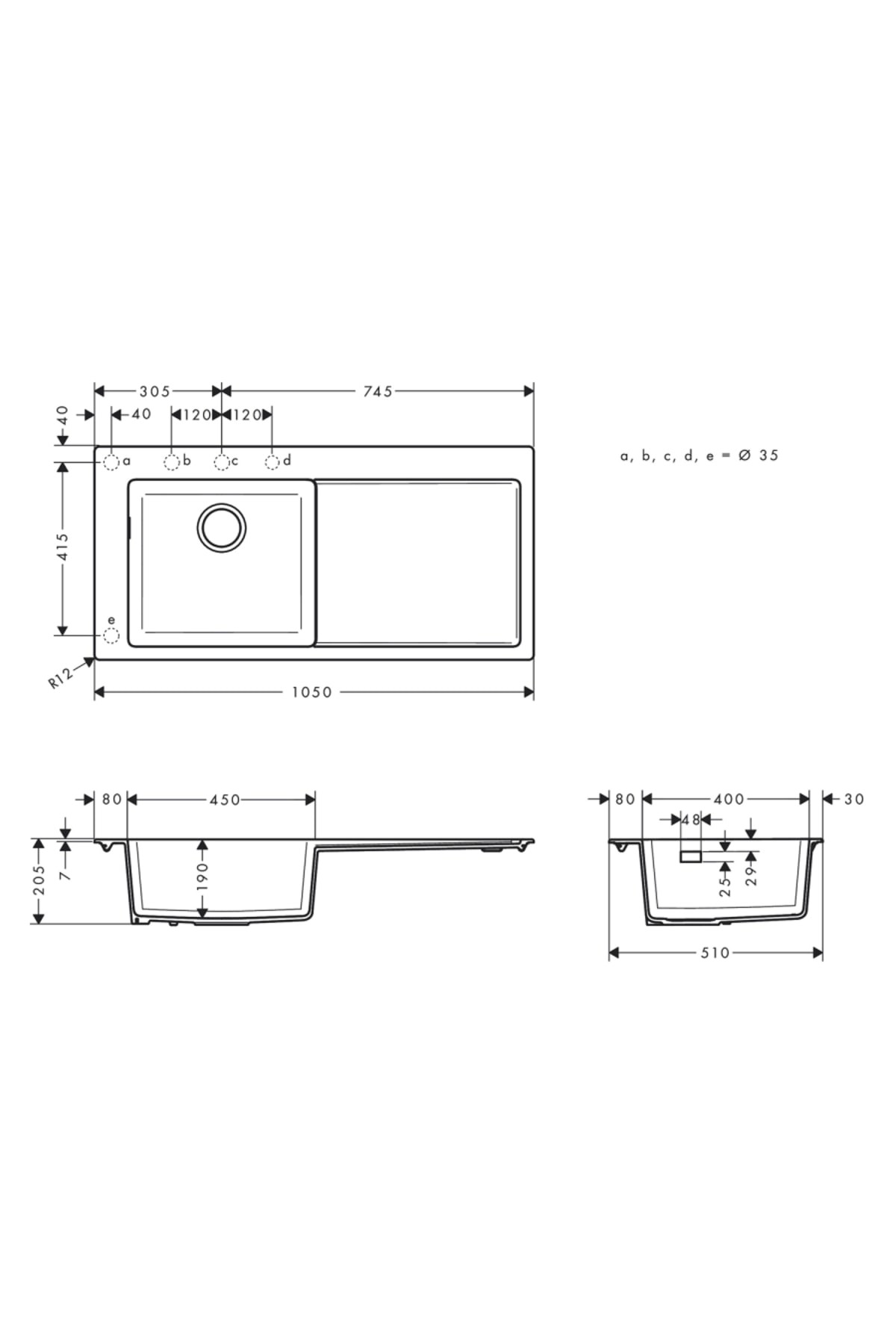 S51 s5110 - F450 Ankastre Eviye 450 Damlalıklı - 43330290