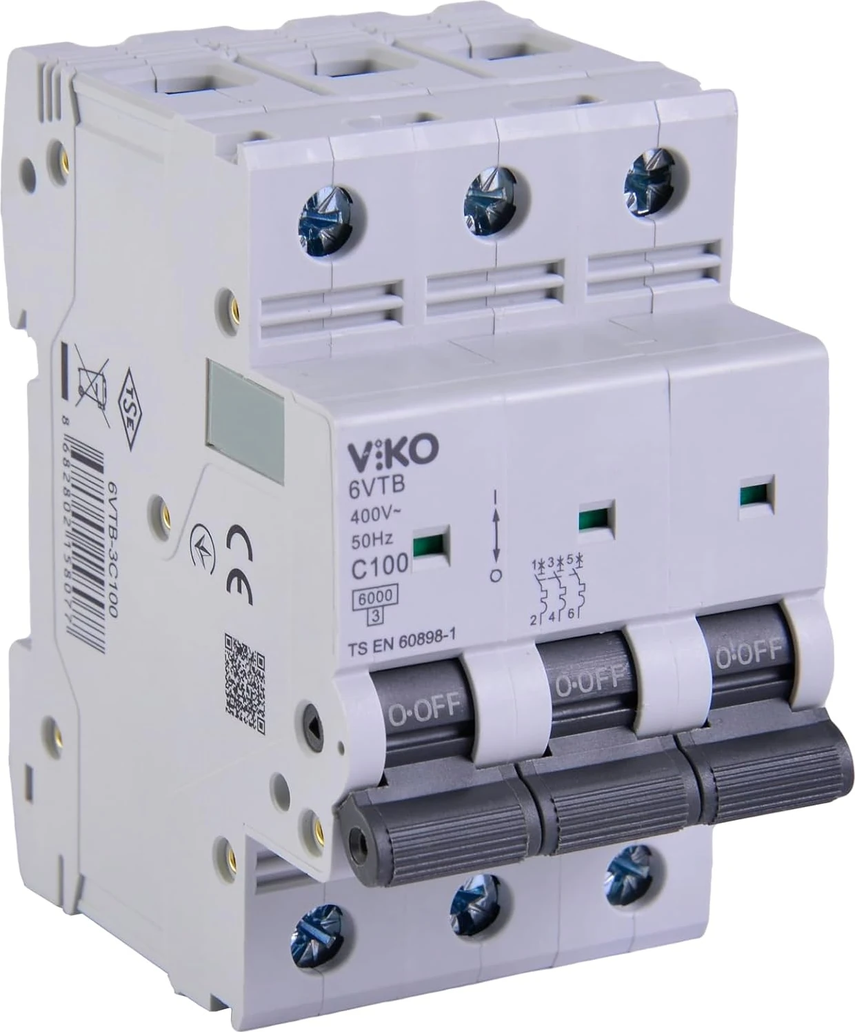 6VTB-3C100 Otomatik Sigorta 6ka C Tipi 3 Kutup 100A