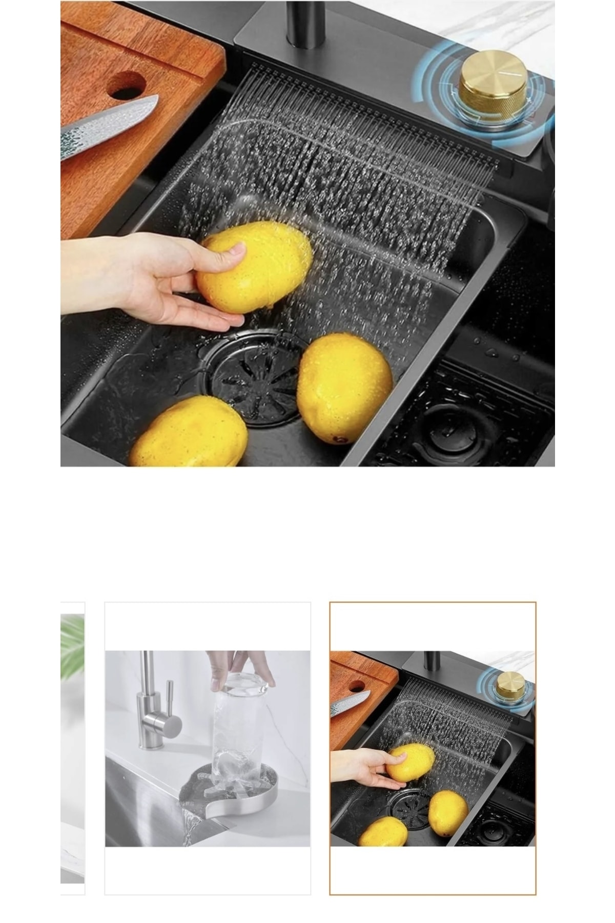 Antrasit Mutfak Evyesi Premium Tasarım Batarya Dahil Set Çok Fonksiyonlu Mutfak Eviyesi