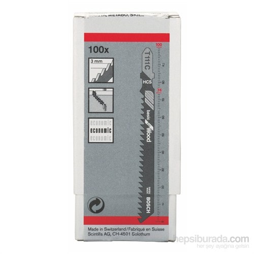BOSCH - Ekonomik Seri Ahşap İçin T 111 C Dekupaj Testeresi Bıçağı - 100'Lü Paket