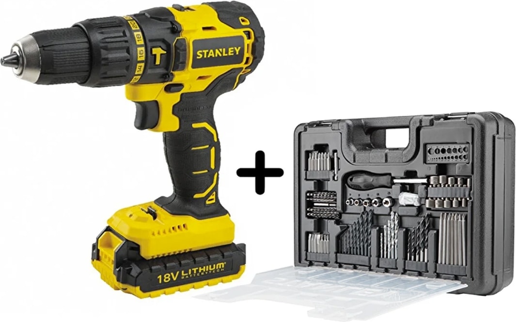 STANLEY SBH20D2K-TR 18 V 1,5 Ah Li-Ion Çift Akülü Kömürsüz Profesyonel Darbeli Matkap