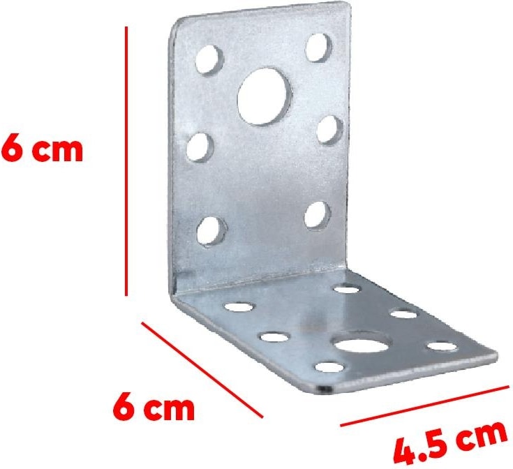 Mobilya Köşe Bağlantı Sabitleme L Demir Deprem Dolap Duvar Birleştirme Gönye 60X60X45 mm (10 Adet)
