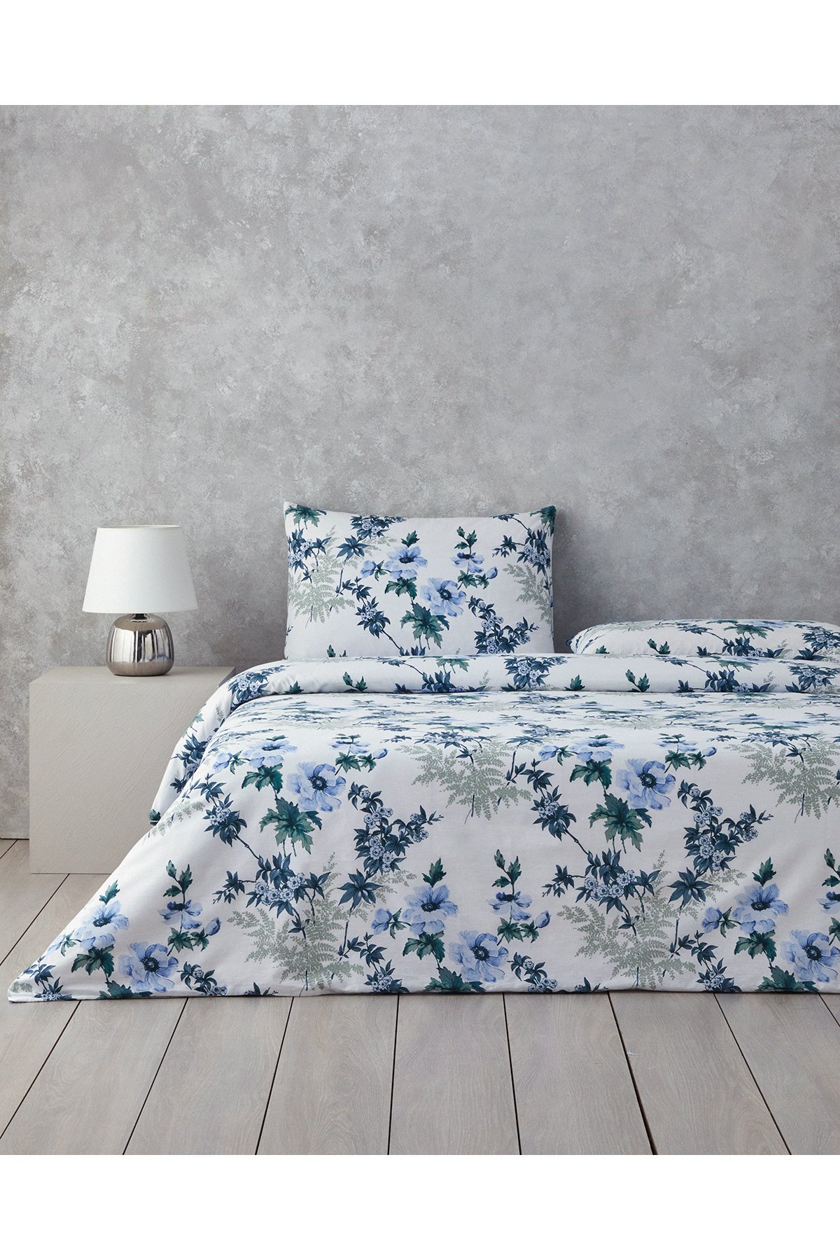 Bloomy Garden Tek Kişilik Nevresim Takımı Mavi