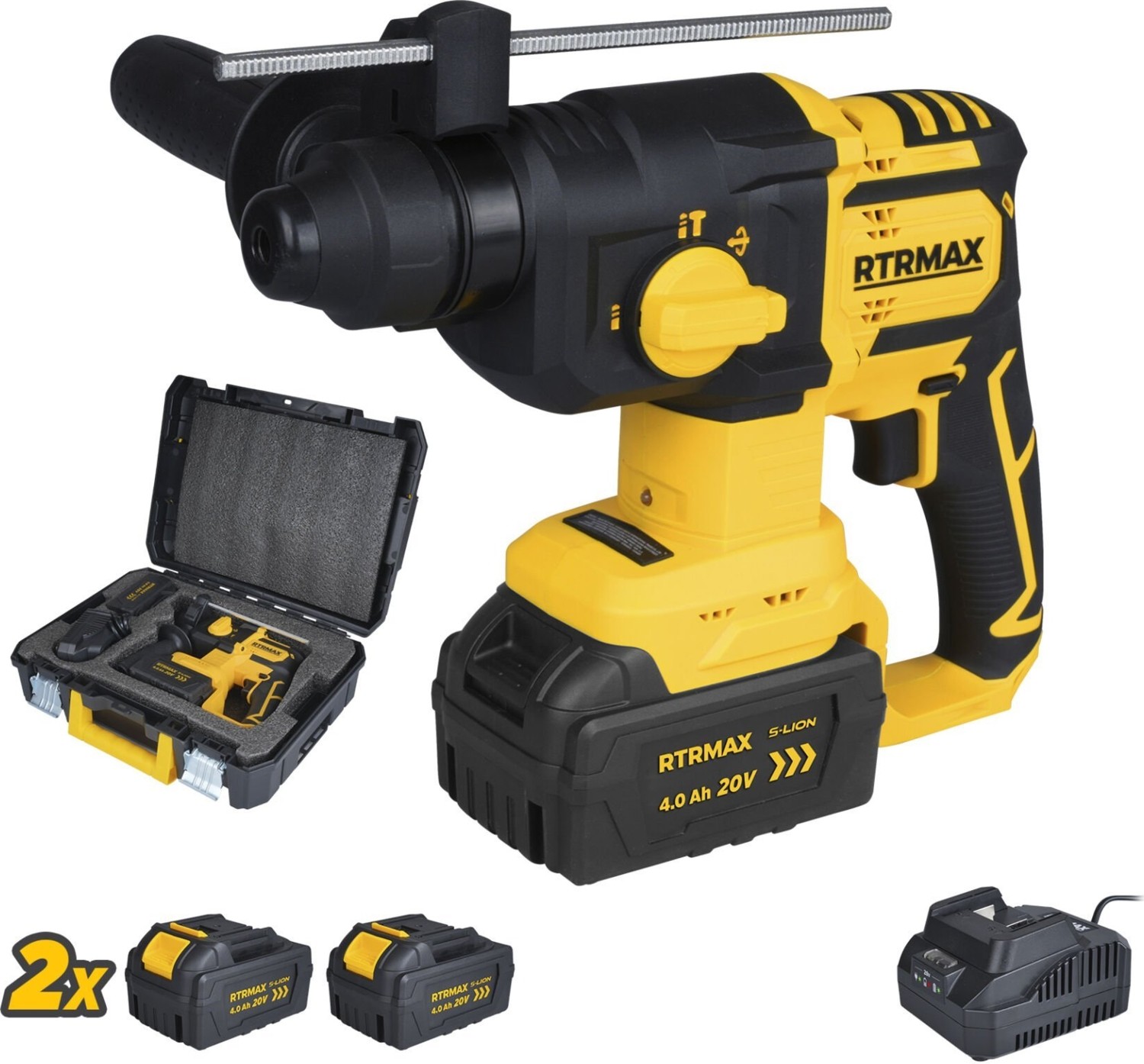 RTS5040 Şarjlı Sds Plus Kırıcı ve Delici Kömürsüz 1.8Jul 26mm 2x4 Ah 20V Çift Akü S-Lion - Akü Dahil