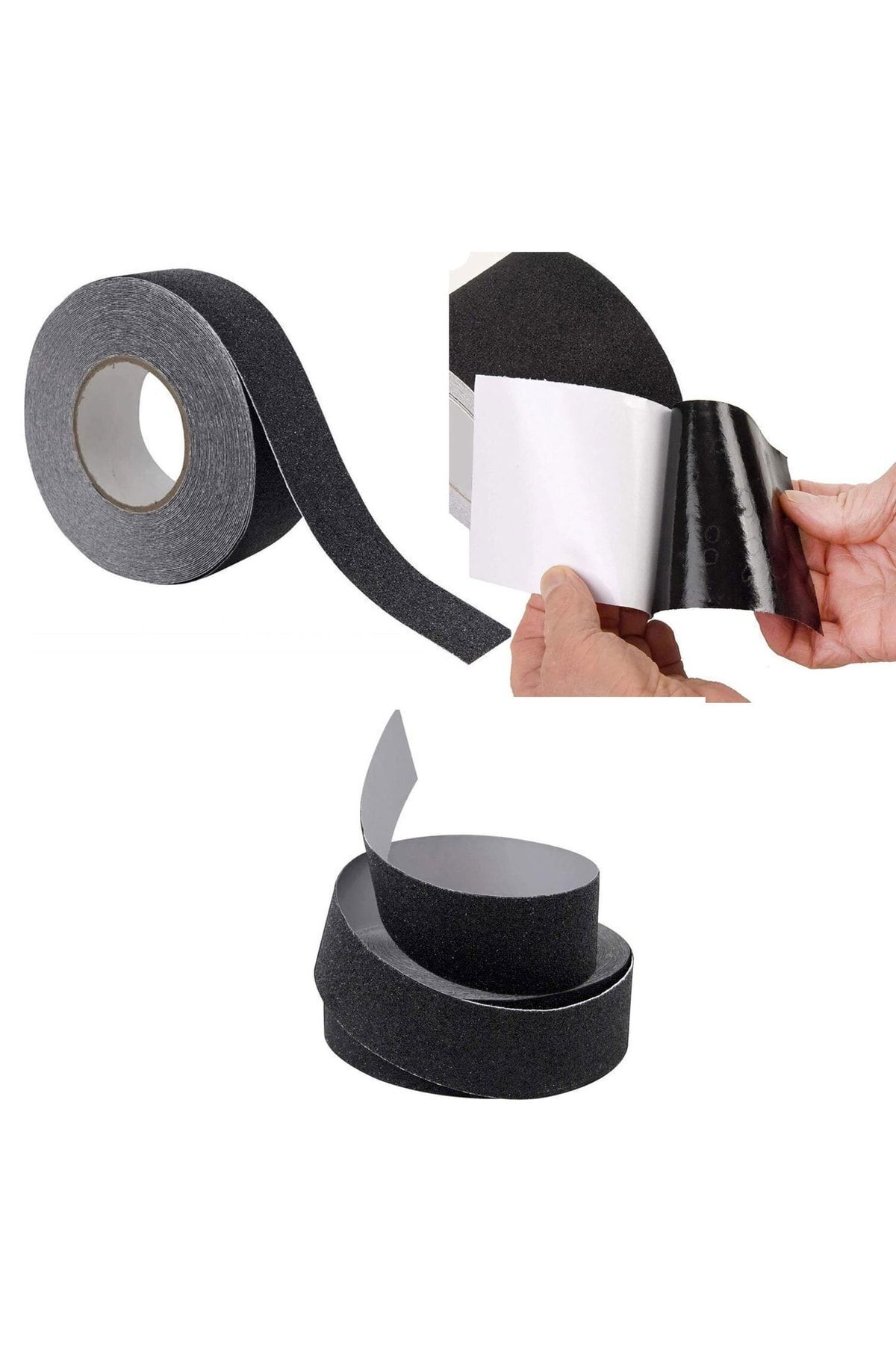 Merdiven Zemin Kaydırmaz Bant (5 CM X 10 METRE) Yapışkanlı Kaymaz Bant Siyah