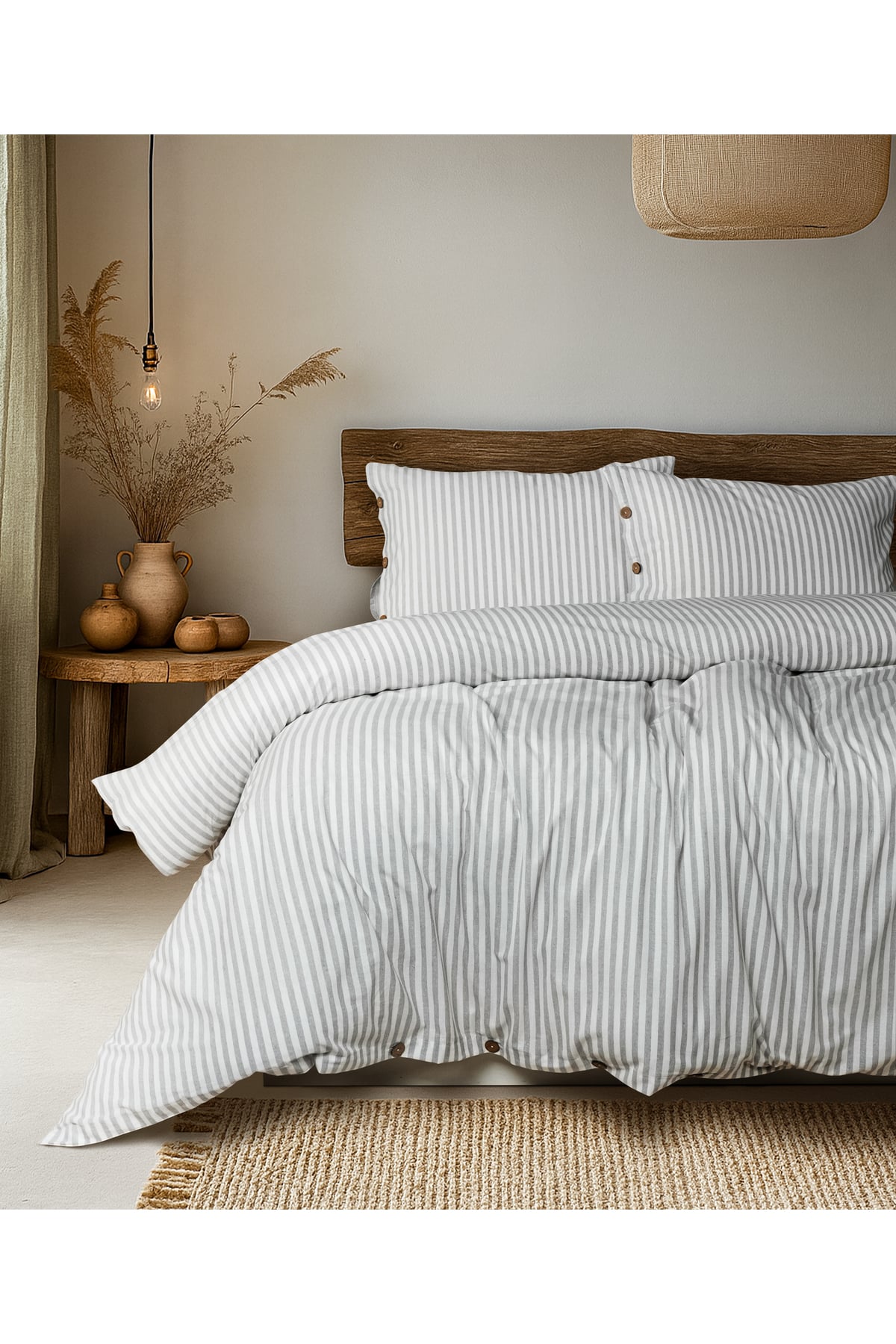 Cotton Collection Tek Kişilik Çizgili Nevresim Seti Reveboheme