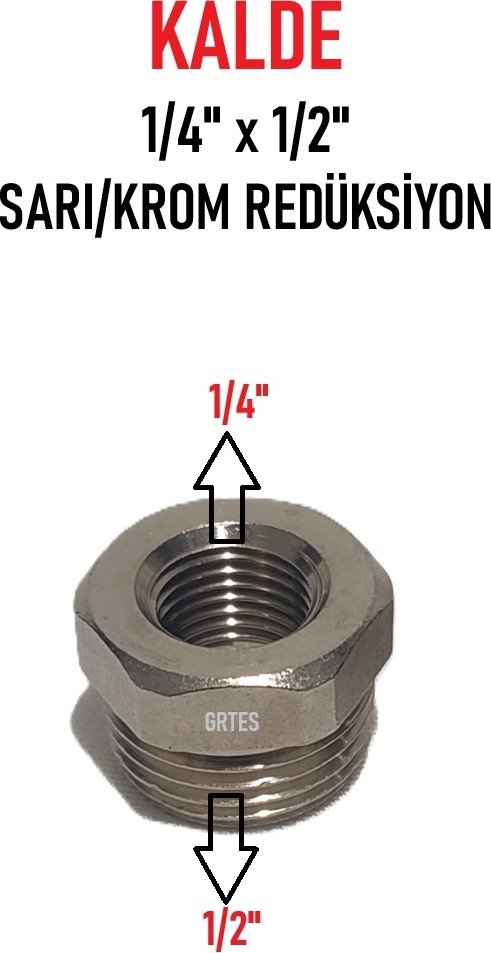 (10'lu Paket) 1/4" x 1/2" Sarı/krom Redüksiyon - Brass Reduction