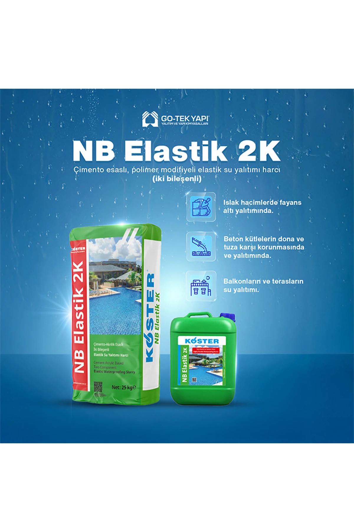 Nb Elastik 2k (25 + 8 Kg : Set) - Elastik Su Yalıtımı Harcı (2k)