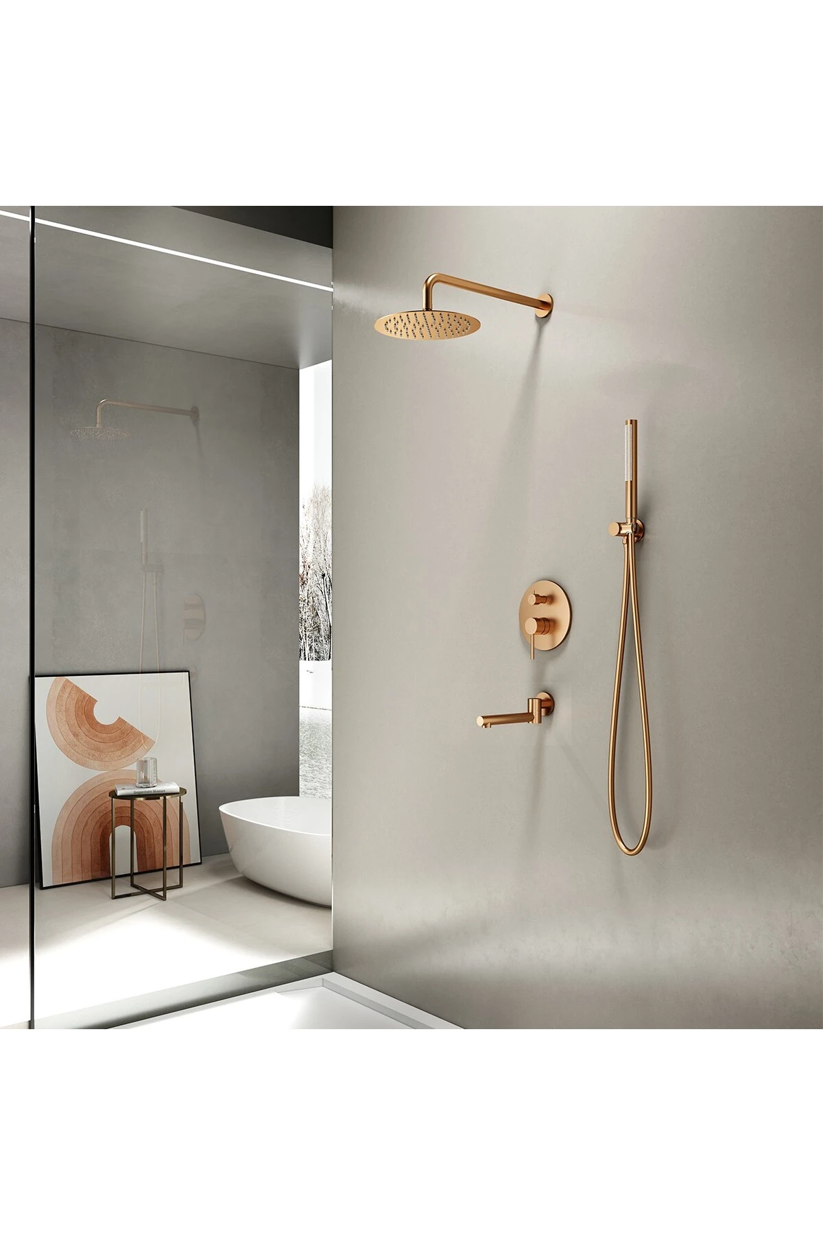 FJ-4153F Fırçalanmış Rose Ankastre Duş Seti