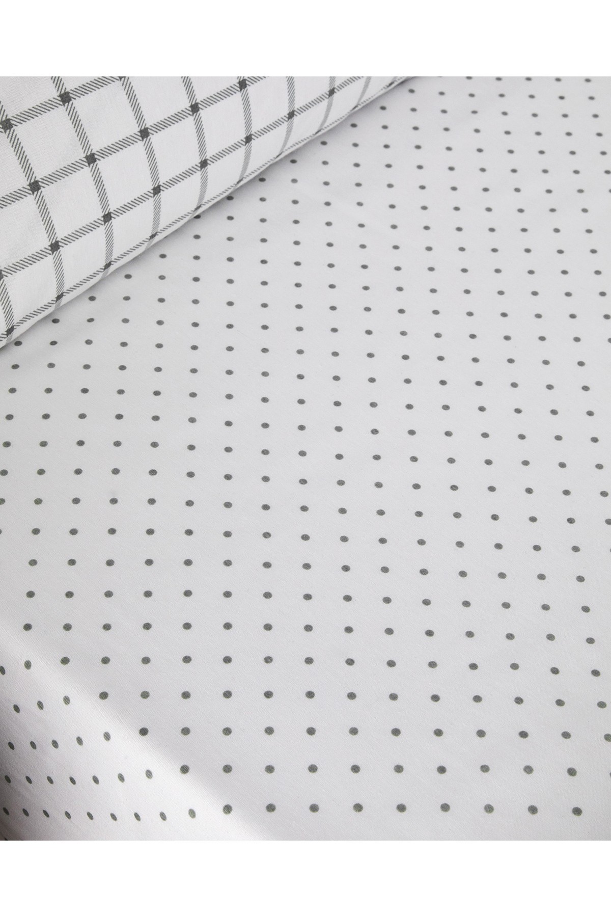 Simple Checks Kolay Ütülenir Çift Kişilik Nevresim Takımı 200x220 cm Gri