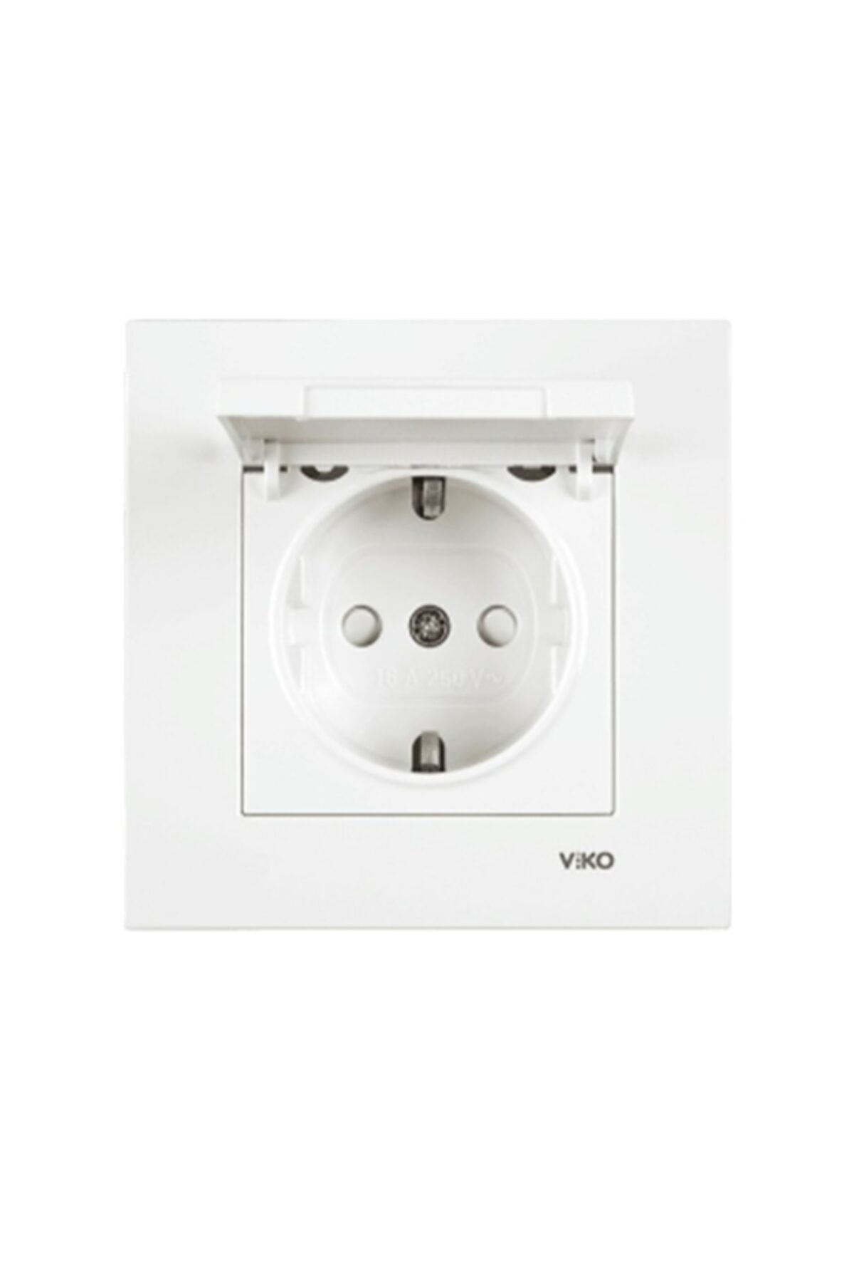 Çocuk Korumalı Kare Kapaklı Topraklı Priz Beyaz