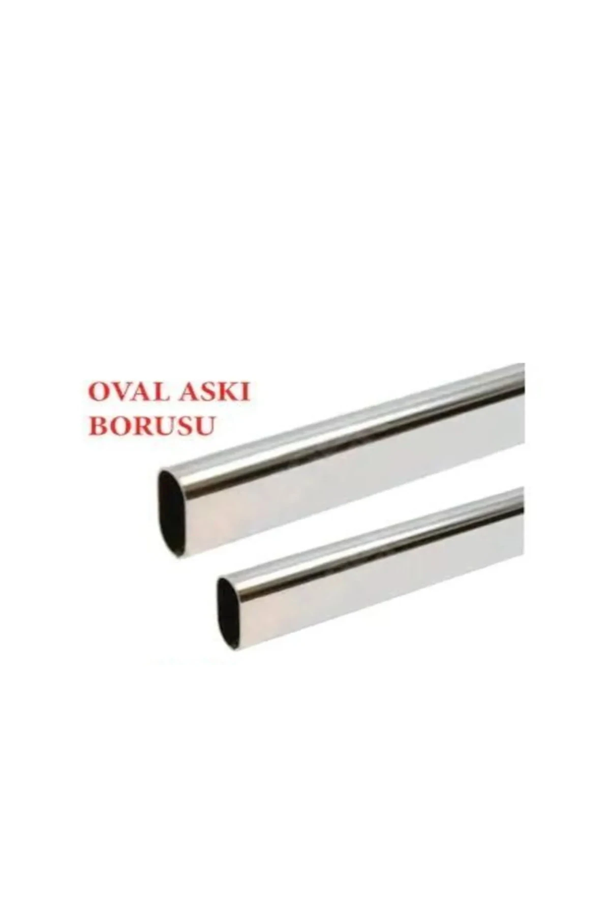 NAMİ 130cm Oval KROM  Dolap Gardrop Askı Borusu + 2 Adet Plâstik Flanş Ve Montaj Vidaları