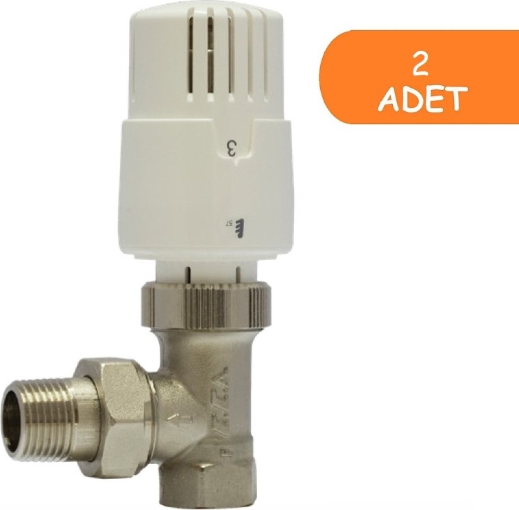 2 Adet Eca Trv4 Termostatik Köşe Radyatör Valfi Petek Vanası 602120755