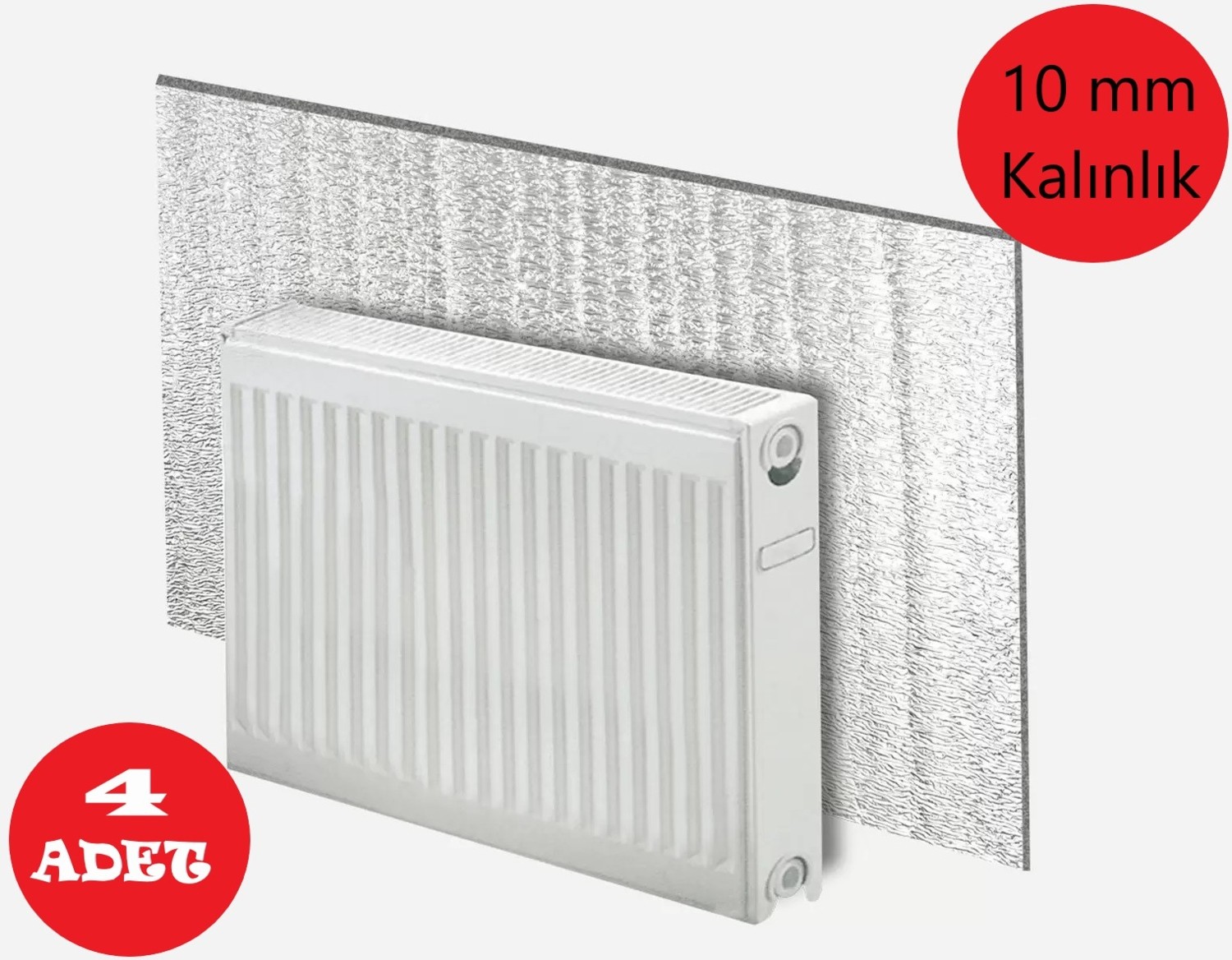 Kalorifer Arkalığı Petek Arkası Yalıtım Levhası Radyatör Isı Sıcaklık Kaybı Önleyici Yönlendirici Tasarruf Plakası Plaka Panel 4'lü