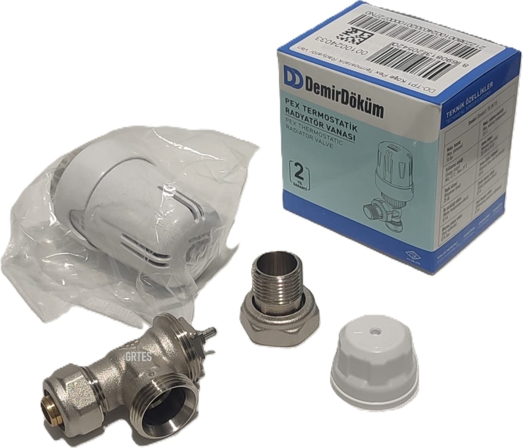 (4'lü Paket) Dd-Tp1 Köşe Pex Termostatik Radyatör Vanası - Thermostatic Radiator Valve