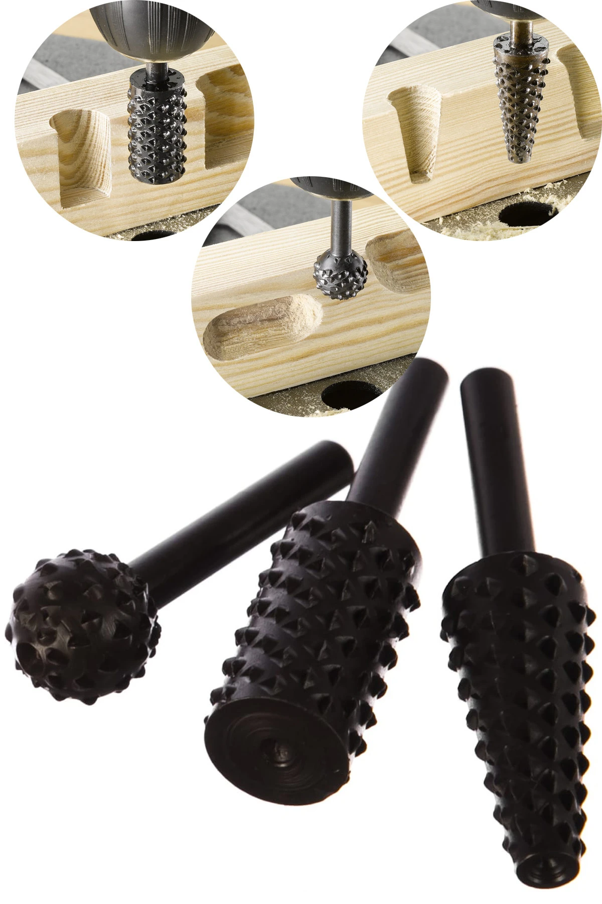 Raspalama Seti 3 Parça Ağaç Törpü Set Matkap Ucuna Takılan Törpü CE121