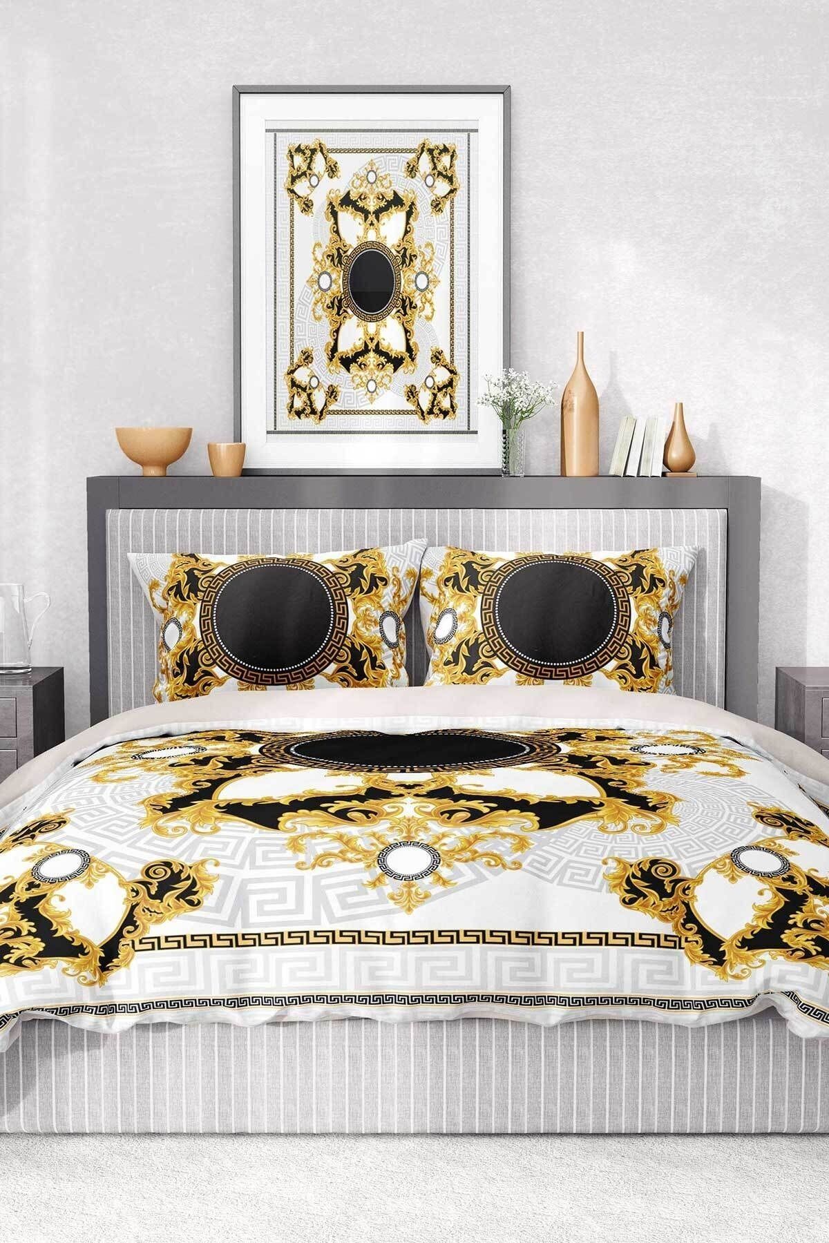 Nevresim Takımı %100 Pamuk Saten Lastikli Çarşaf Deluxe Koleksiyon Çift Kişilik 3d Brand