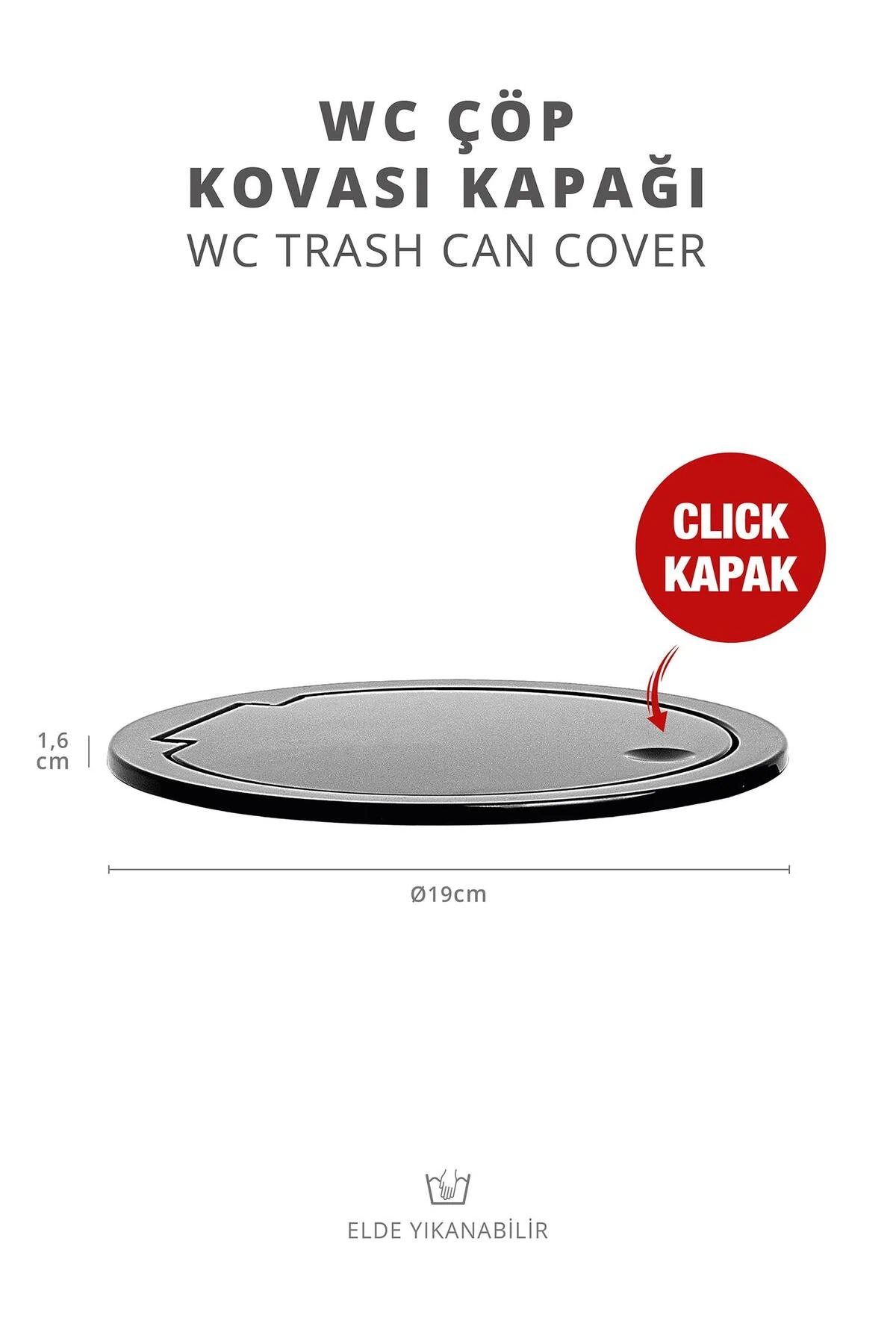 Siyah Yuvarlak Yedek Çöp Kovası Kapağı