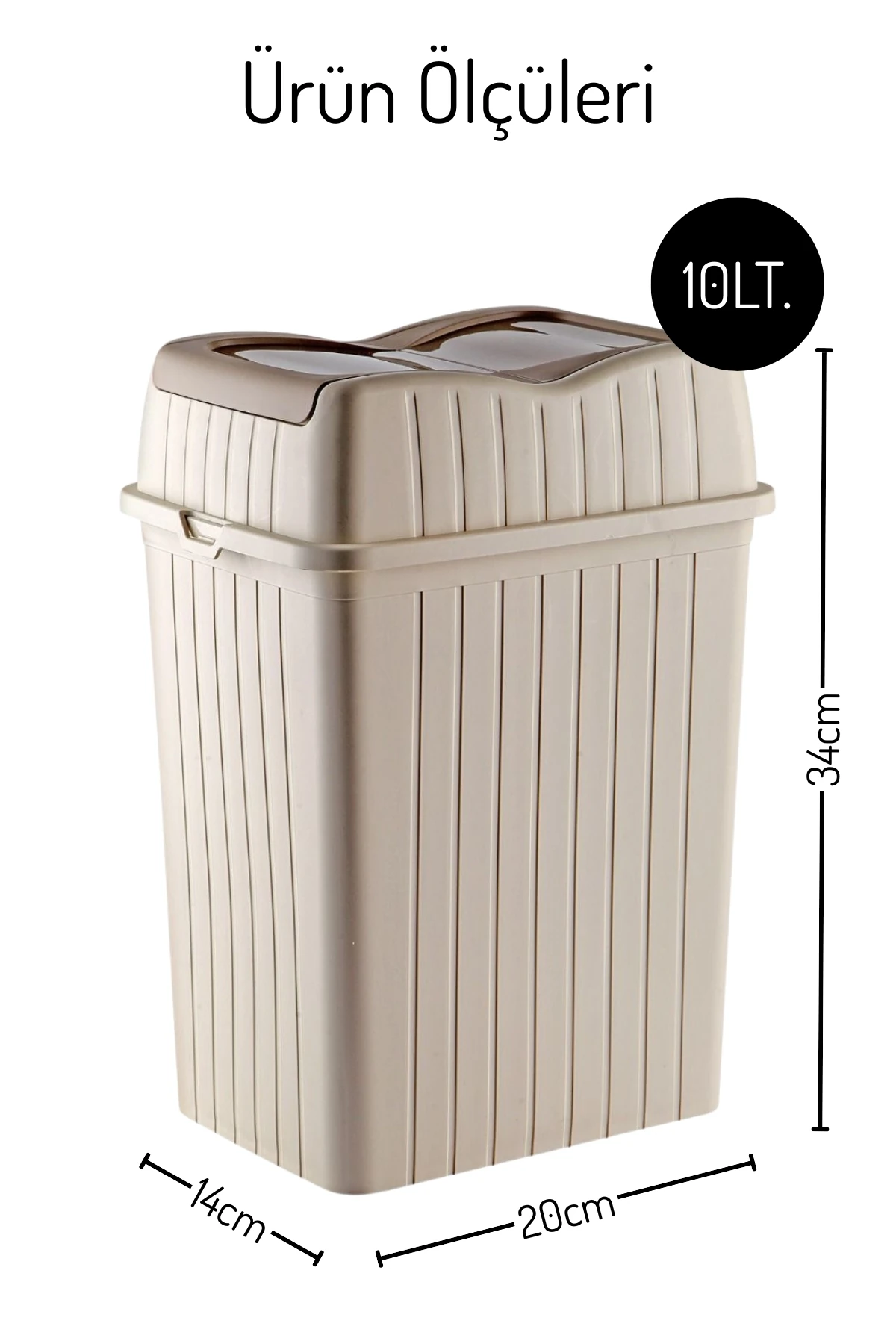 10Lt. Çift Kapaklı Çöp Kovası, Mutfak ve Banyo İçin Çöp Kutusu