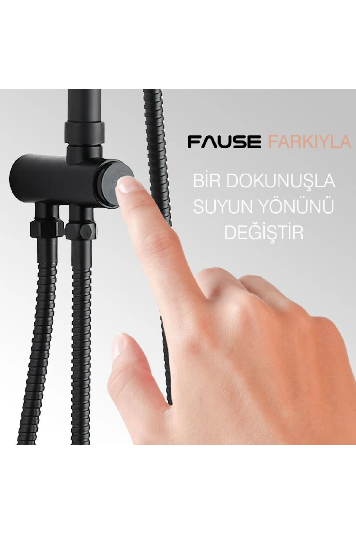 Kolonlu Tepe Duş Seti Robot Duş 3 Fonksiyon El Başlıklı Siyah Kds121-b