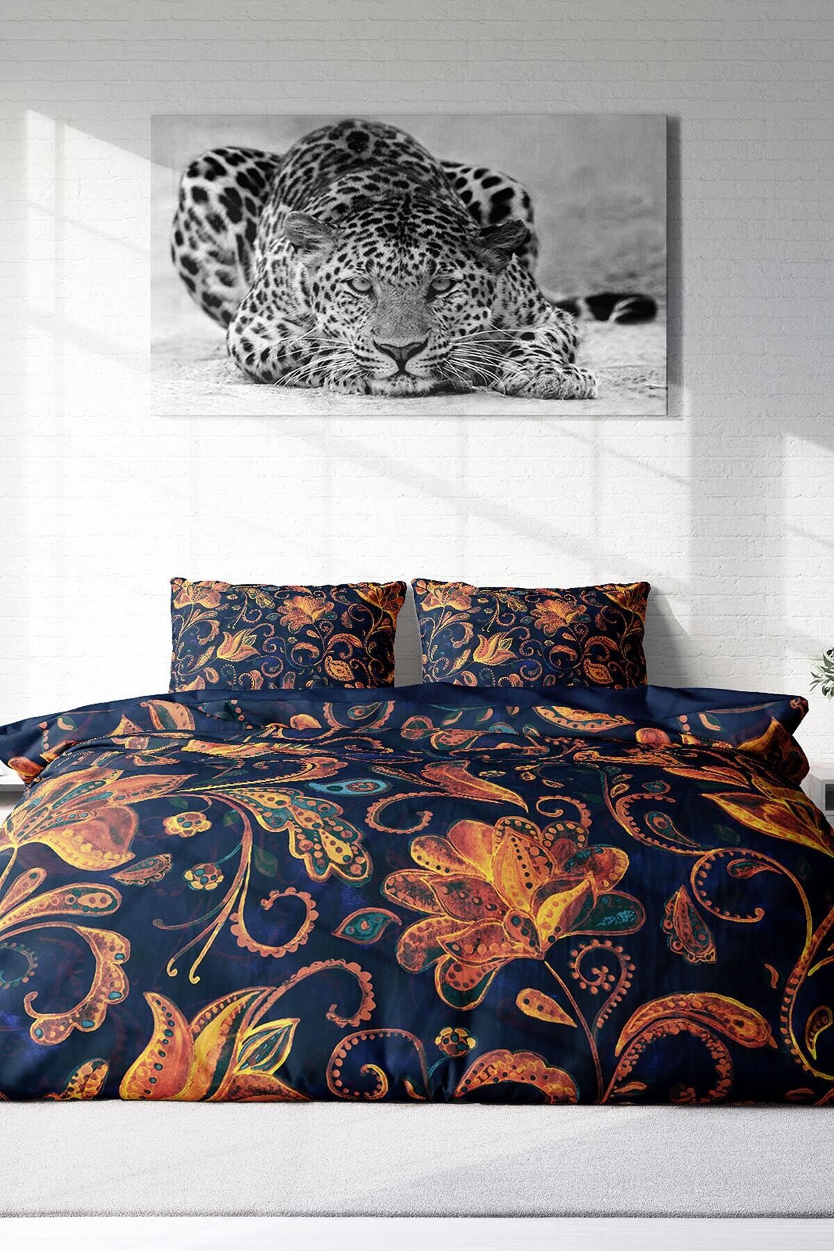 Kıng Sıze Goblen Çiçekleri Pamuk Saten Çift Kişilik Nevresim Takımı 3d 220x240cm