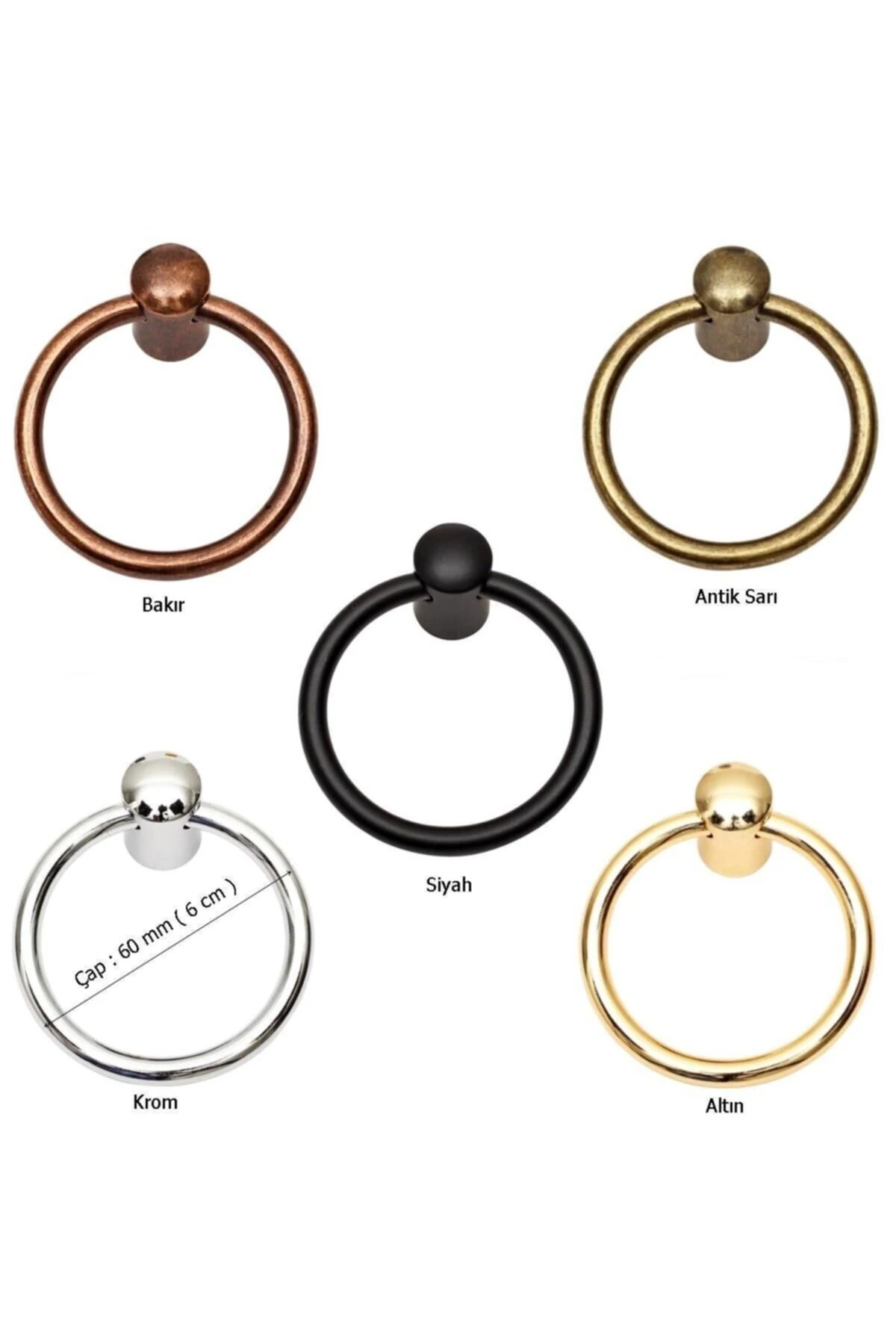 Halka Sarkaç Mat Siyah Mobilya Vestiyer Çekmece Dolap Kulbu Tek Delik