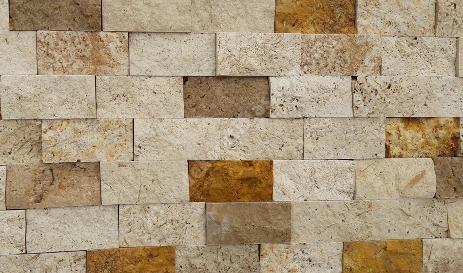 5X10Cm Mix Doğal Taş Traverten Patlatma Mozaik Duvar Kaplaması