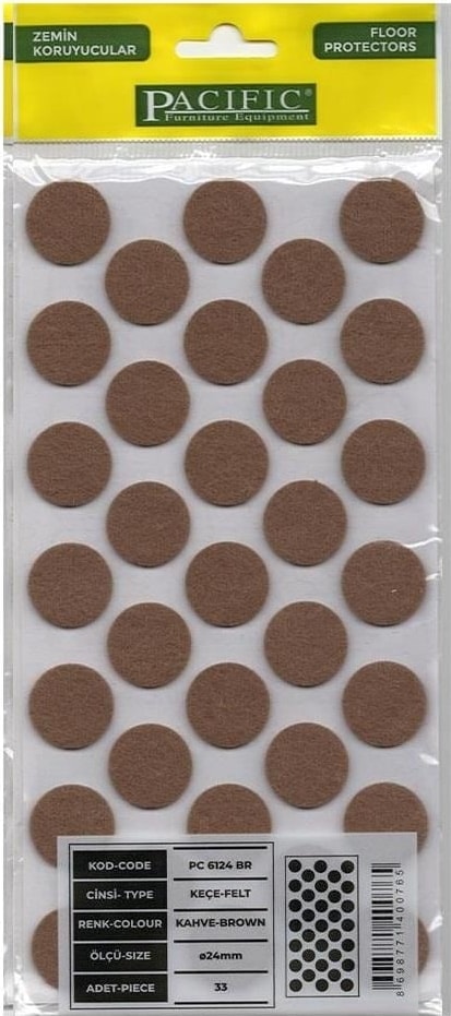 Yapışkanlı Keçe Zemin Koruyucusu Çap 24 mm-5 Adet