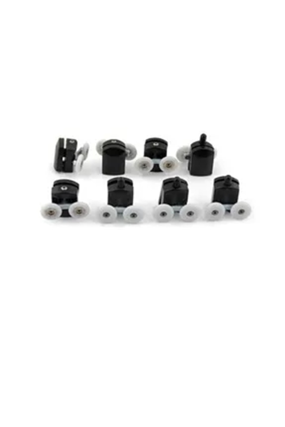 8'li Siyah Cam Duşakabin Tekerleği Çiftli Takım 8'Li Parça 22 mm