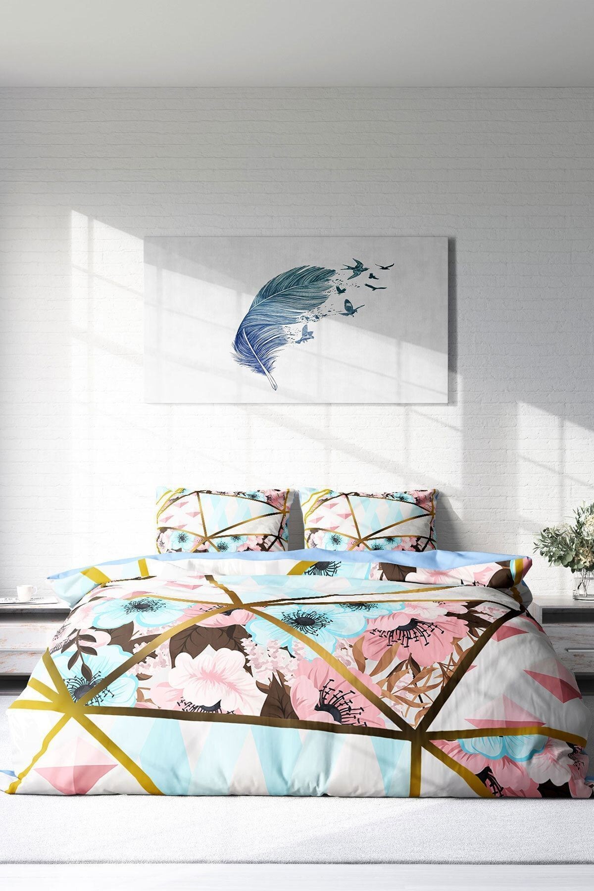 Goldline Flowers 3d Çift Kişilik Nevresim Takımı
