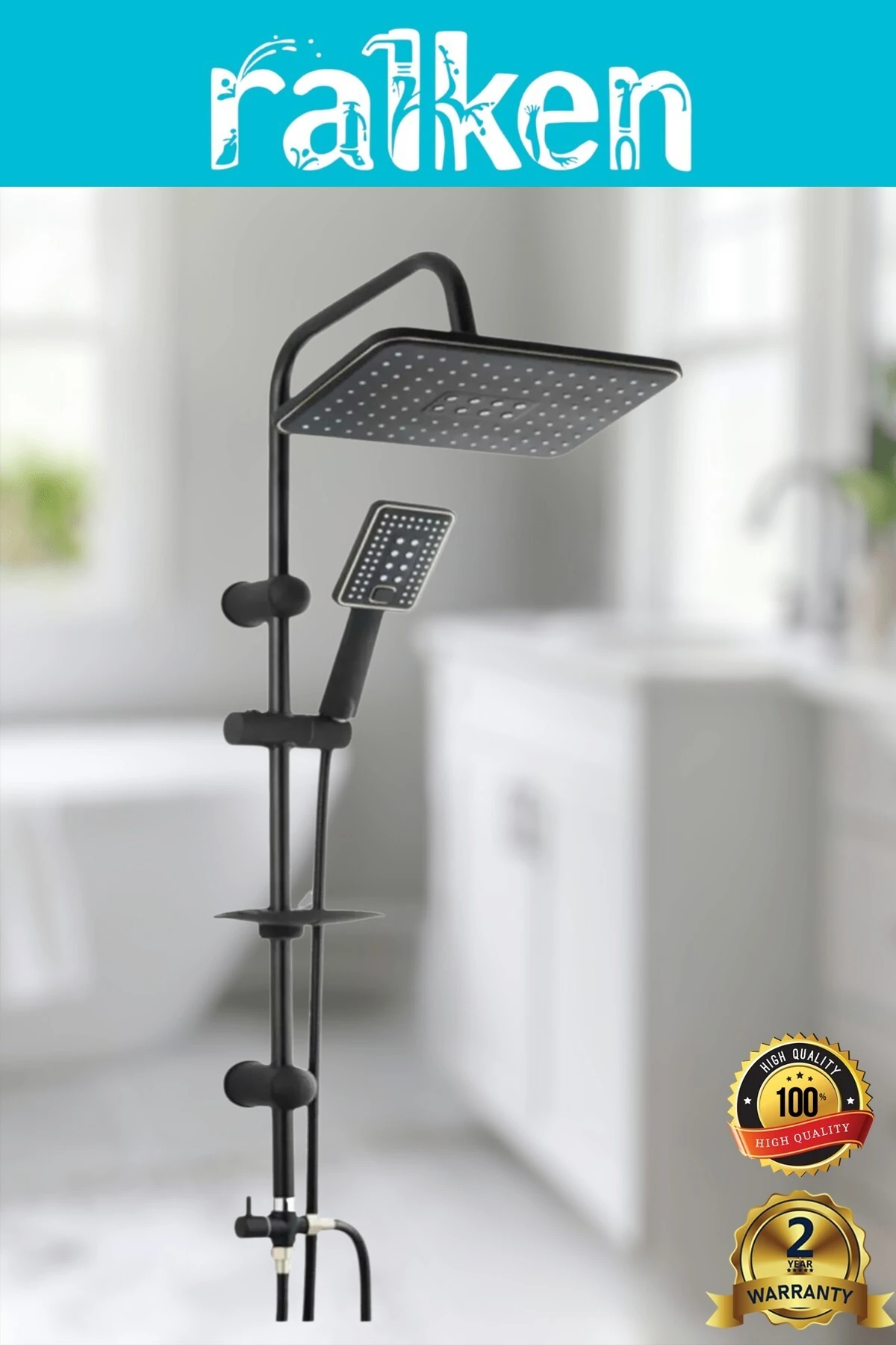 Lüx Siyah 3’lü Banyo Seti Siyah Robot Tepe Duş, Banyo, Balık Sırtı Lavabo Bataryası Musluk Takımı