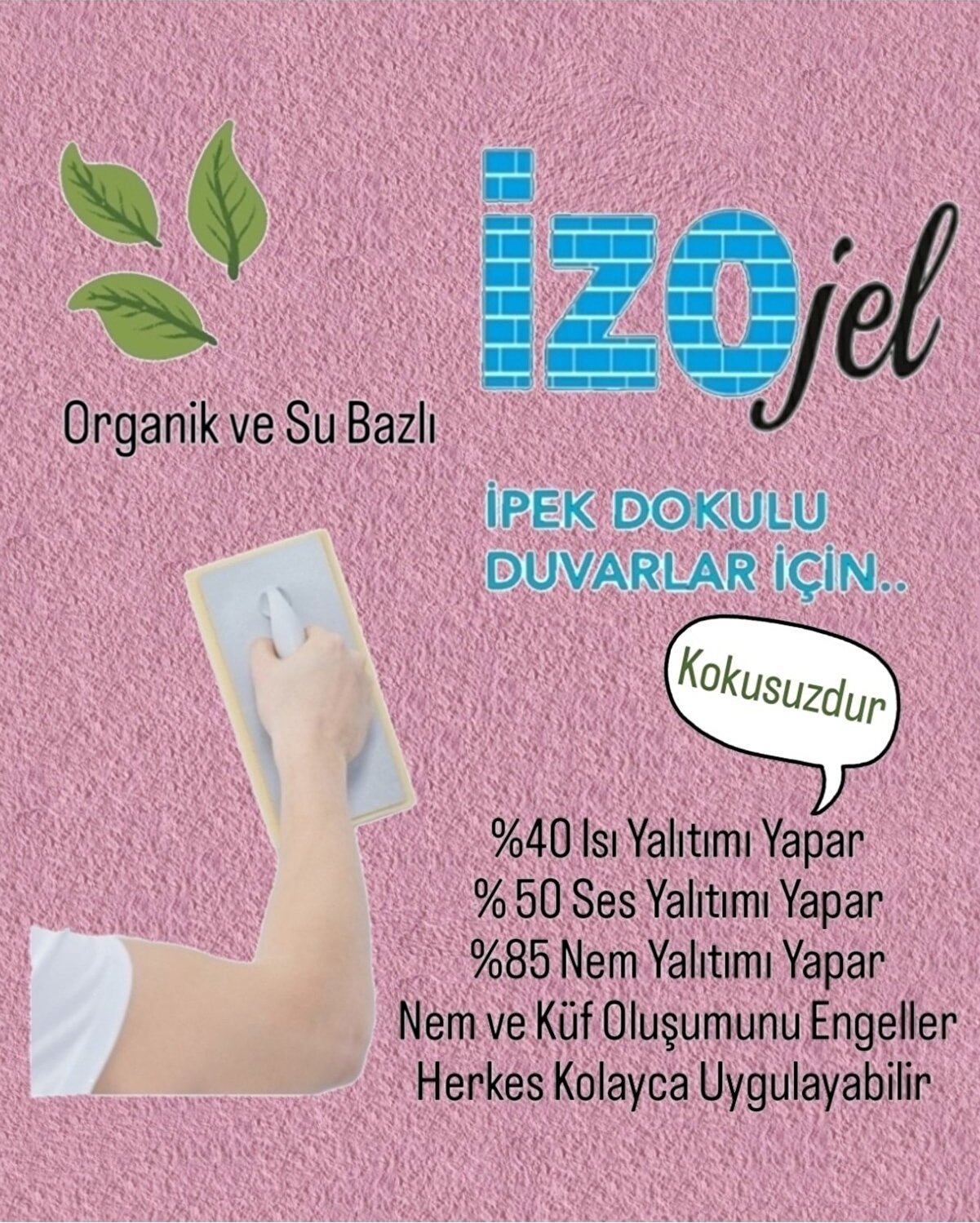 Izojel Organik Ipek Sıva - IZO-006 -Dekoratif Yalıtım Sıvası - Ses & Isı & Nem Yalıtımı