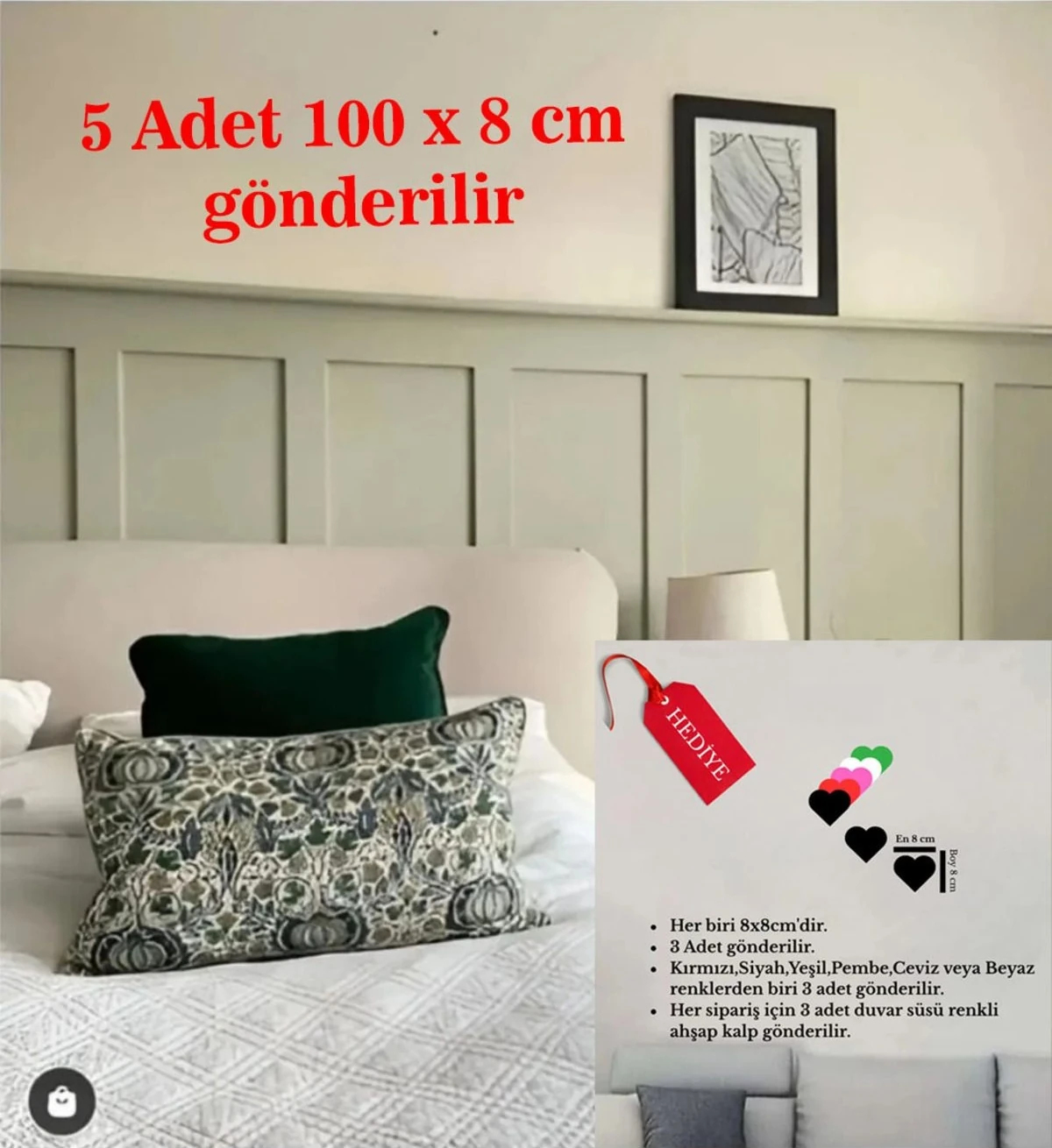 Renkli 5'li Duvar Çıtası, 100×8 Cm, Dekoratif ve Boyanabilir, Şık Tasarım