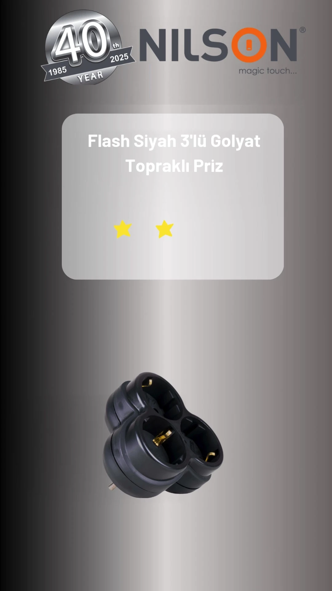 Flash Siyah 3'lü Golyat Topraklı Priz