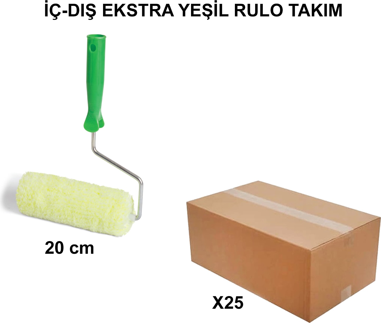 İZMİR FIRÇA Izmir Fırça Arge Toptan Iç - Dış Extra Yeşil Rulo Takım 20CM - 25 Adet 011687