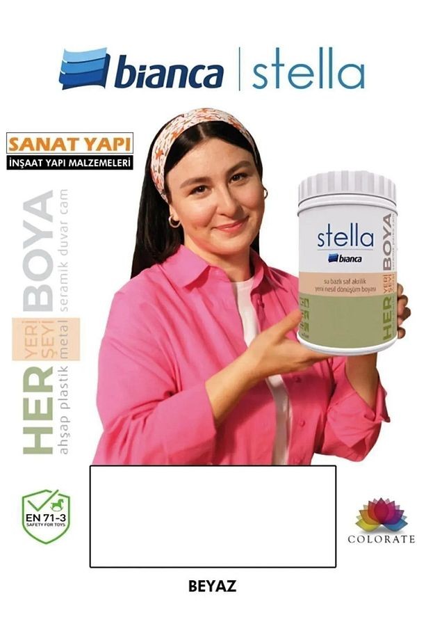 Stella Yeni Nesil Dönüşüm Boyası Beyaz - Dolap-Fayans-Cam-Plastik-Ahşap-Duvar 1 Lt