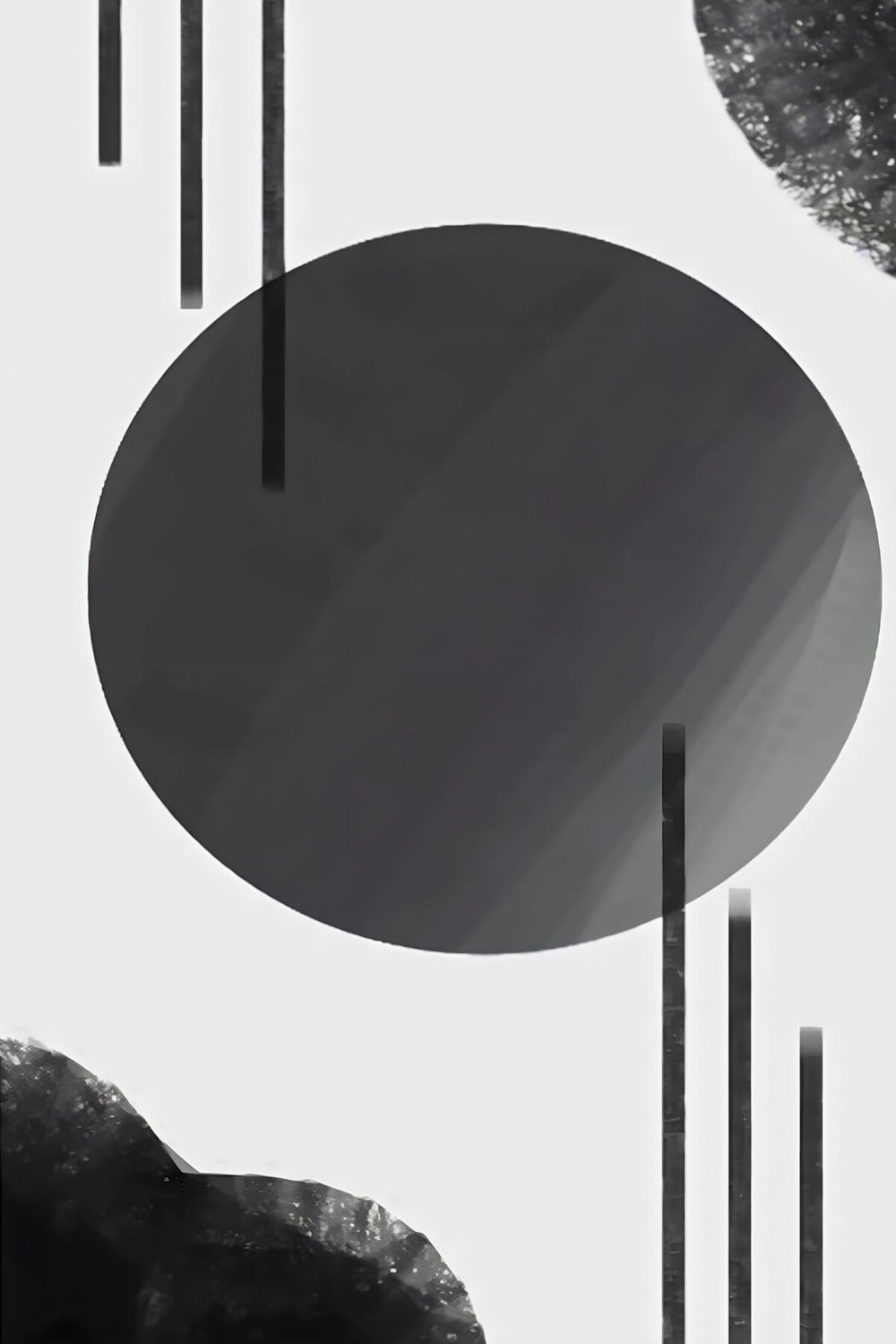 |beyaz-Siyah Soyut Minimalist Seti |çerçeveli Cam Tablo 3lü Dikey