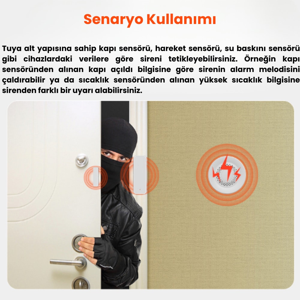 Wifi 100 Db Akıllı Siren Alarm ( Tuya - Smart Life Uyumlu)