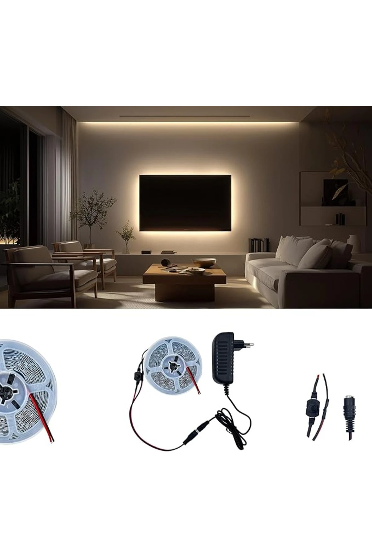 Led 3 Metre Günışığı Işık Çıt Çıt Anahtar Tak Çalıştır Hazır Set Adaptör Dahil