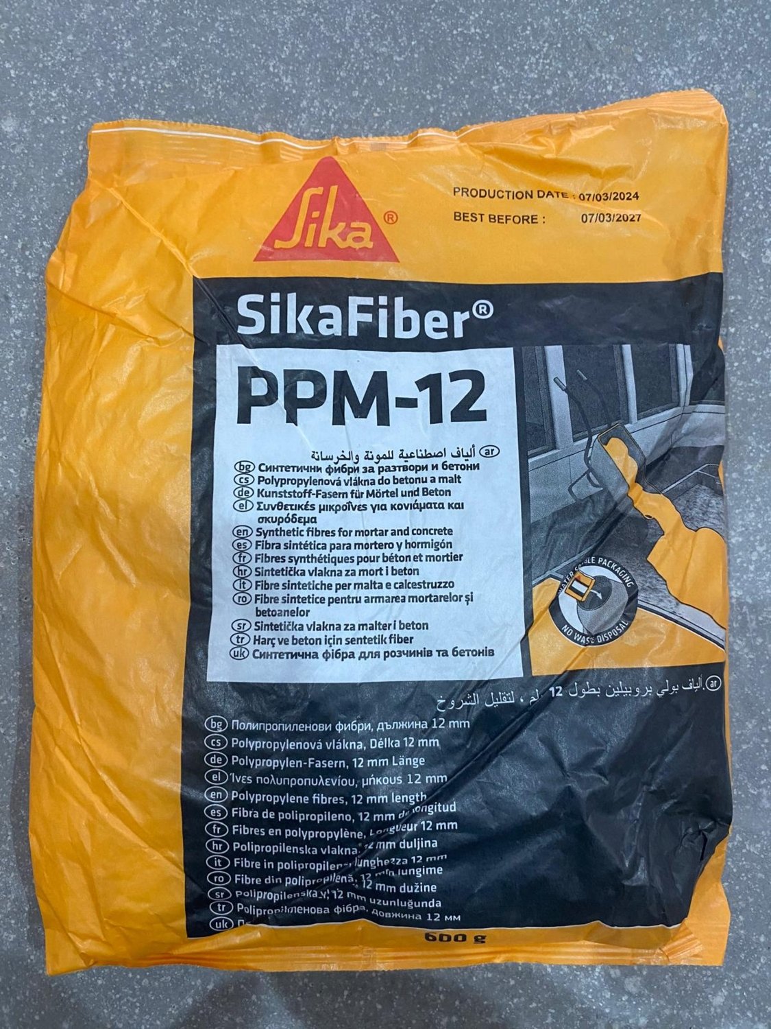 fiber Ppm-12 Beton ve Harç Için Polipropilen Lif 1KOLI(30PAKET-18KG)