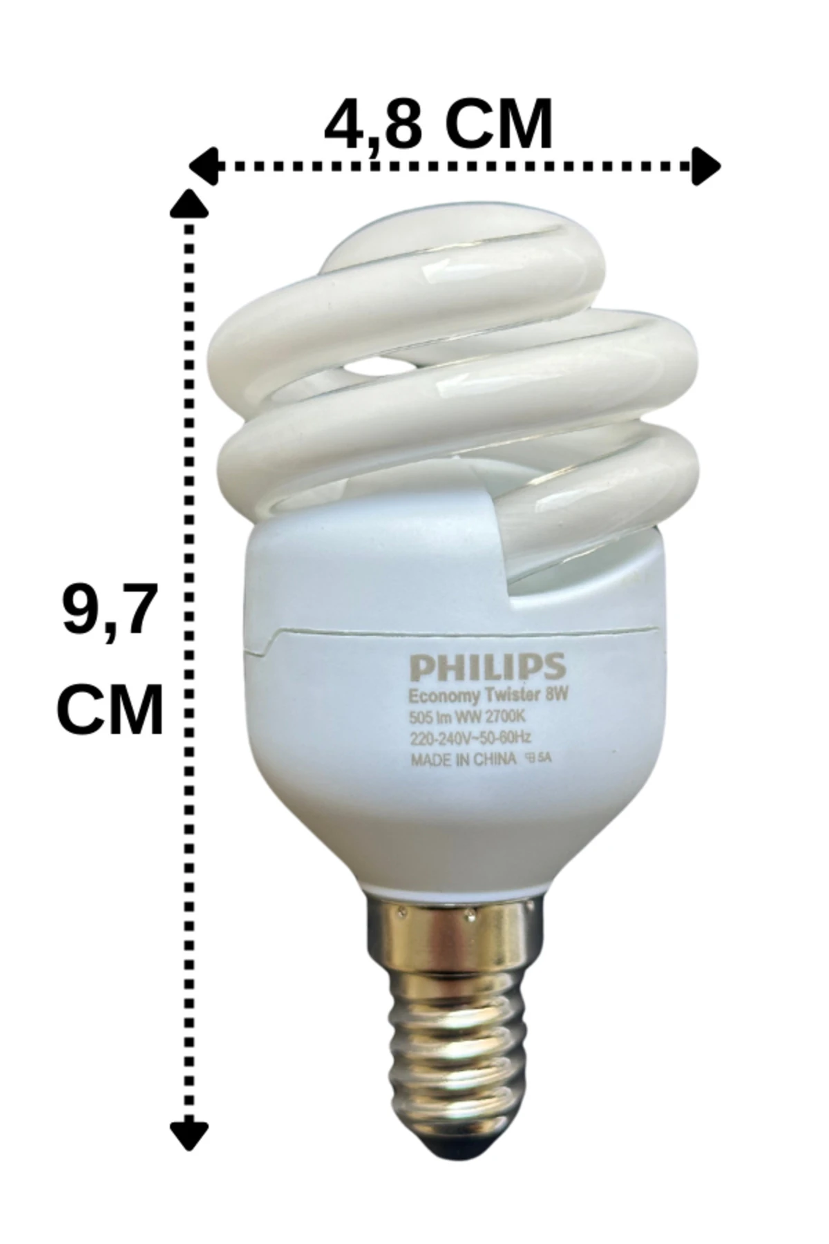 8W (45W) 2700K (Sarı Işık) E14 Duylu (İnce Duy) Floresan Ampul