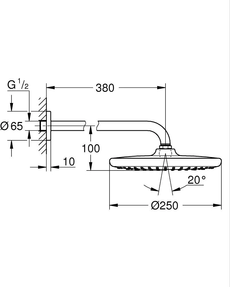 Tempesta 250 Tepe Duşu Set 380 Mm, 1 Akışlı Brushed Hard Graphite – 26663AL0