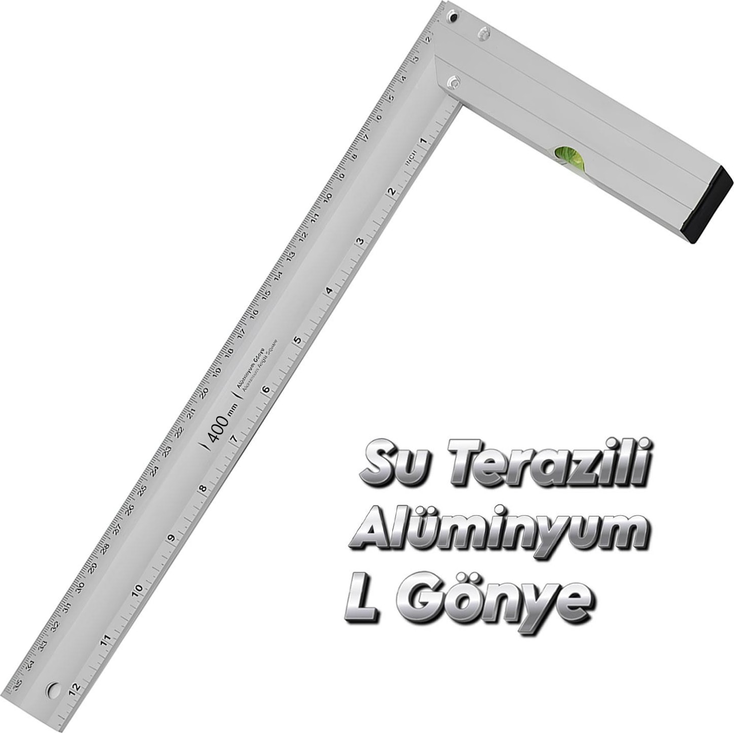 Su Terazili Alüminyum L Gönye Cetvel Ölçme Ölçüm Kaynak Kaynakçı Marangoz Gönyesi 400 mm 40 cm