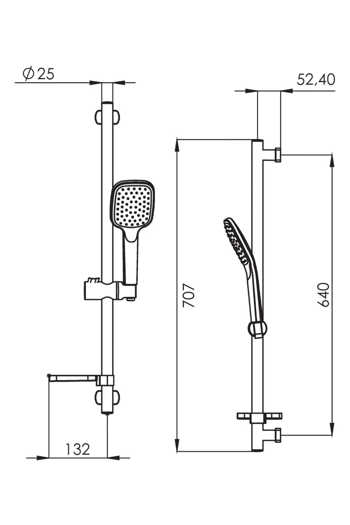 Ganj Sürgülü Duş Seti Veno-Siyah