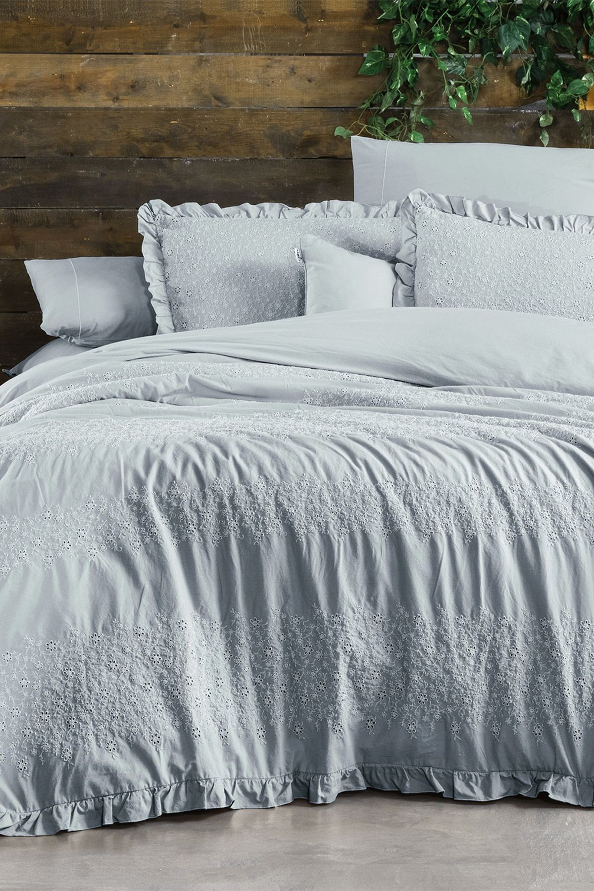 Girona Mavi Çift Kişilik %100 Pamuk Mood Comfort Nevresim Takımı
