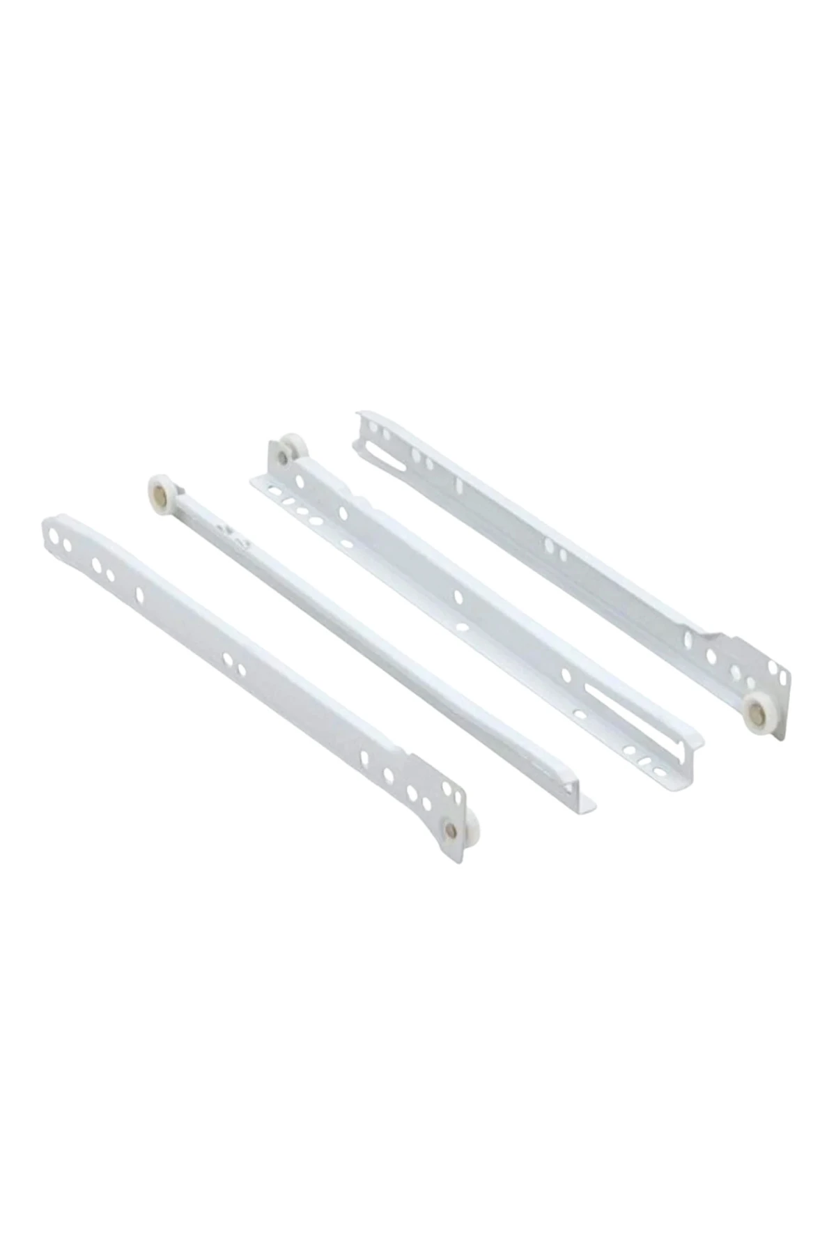 Beyaz Metal Çekmece Rayı Tekerlekli Mobilya Dolap Çekmece Rayı(BEYAZ)(45CM)(1 TAKIM)(METAL)