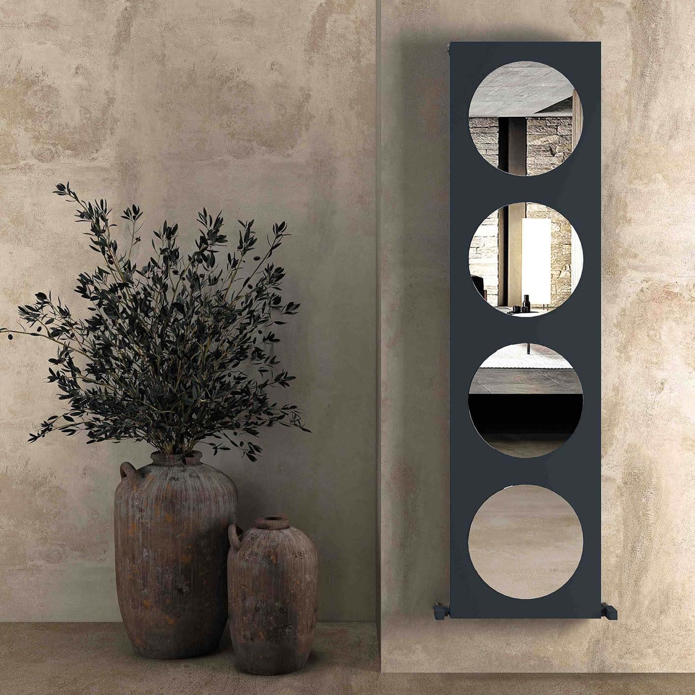Circles Dikey Alüminyum Radyatör Modern Tasarım Antrasit 180X47 cm