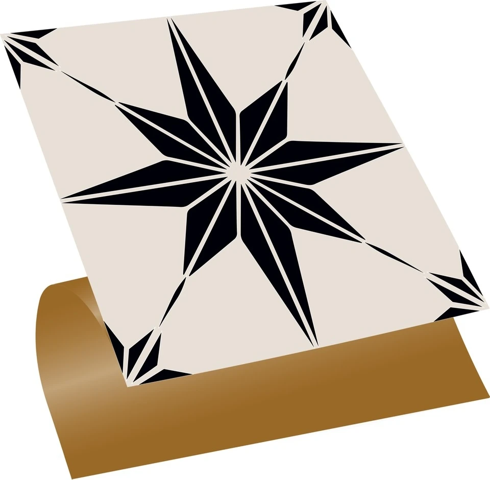 Kendinden Yapışkanlı Siyah Yıldız Desenli Pvc Karo 30X30 cm (33 Adet) 3m2