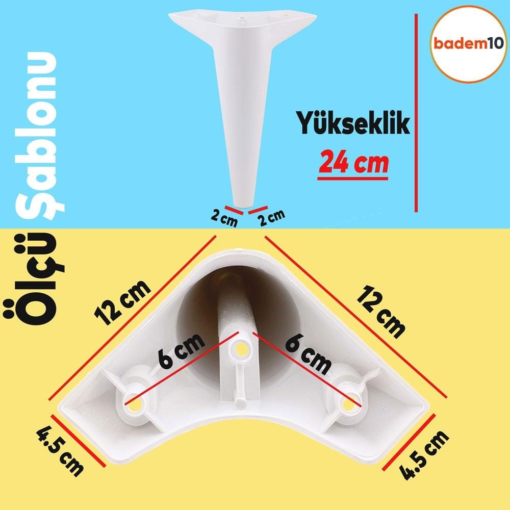 Aspen 4 Adet Lüks Mobilya Kanepe Koltuk Tv Ünitesi Baza Ayağı Ayakları 24 Cm Beyaz Ayak